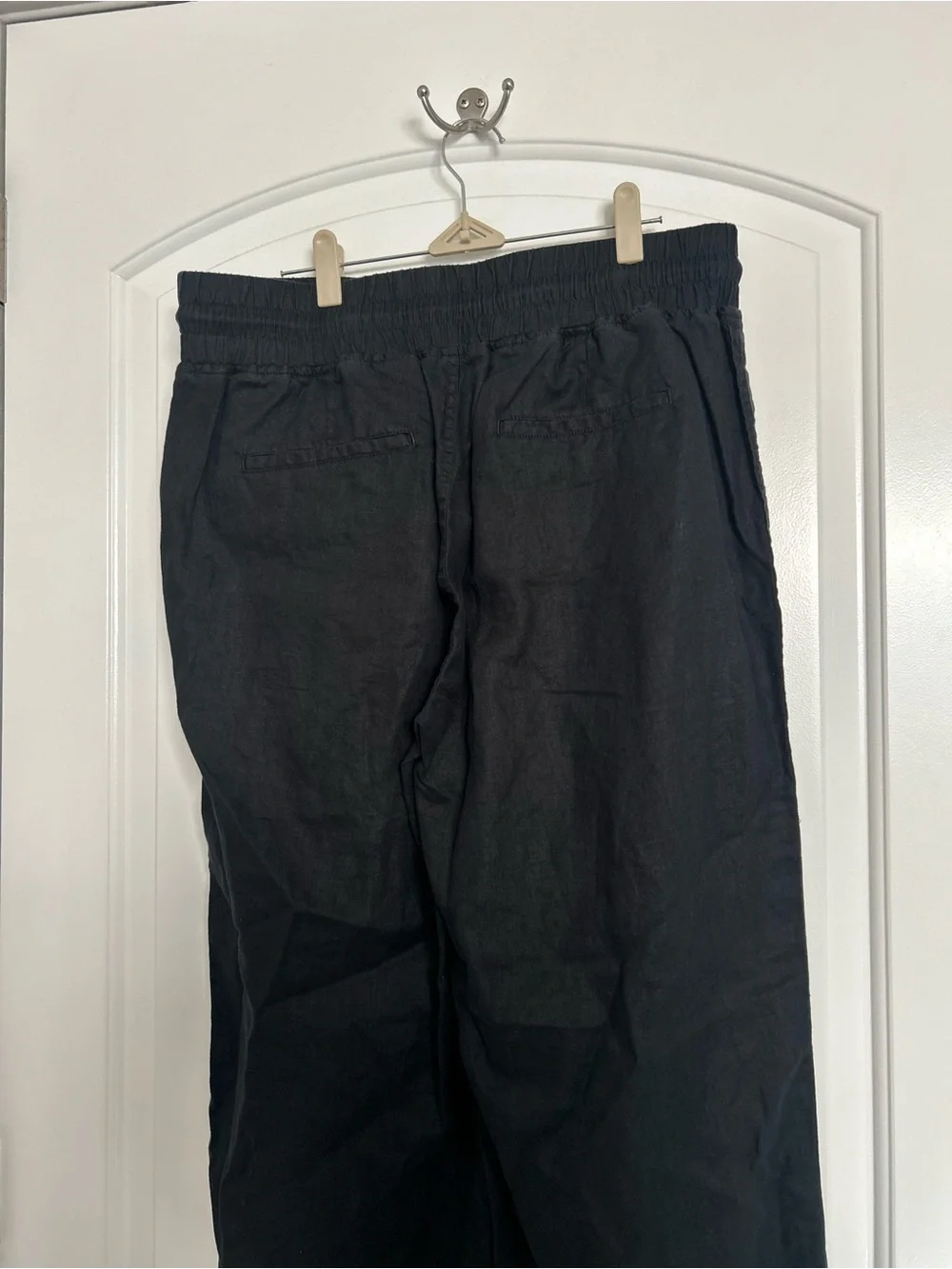 Quince Black Wide Leg Linen-Blend Pants